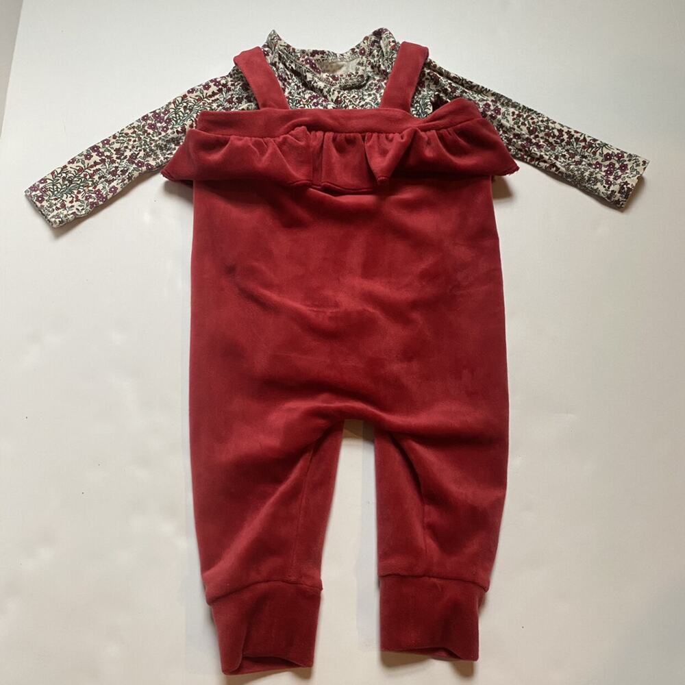 Tea Collection Red Velvet Jumper Floral Bodysuit Outfit